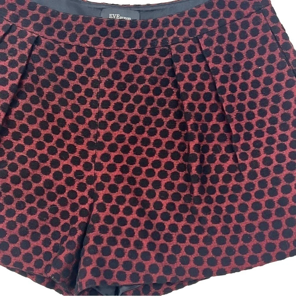 Eve by Eve's Red Black Silk Wool Pleated Shorts Size 8
